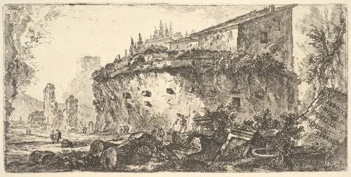 Plate 18: The Tomb of the Scipios (Sepolcro della famiglia de' Scipioni), from "Alcune Vedute di Archi Trionfali ed altri monumenti inalzati da Romani parte di quali se veggono in Roma e parte per l'Italia" by Giovanni Battista Piranesi, print, 1743-1753