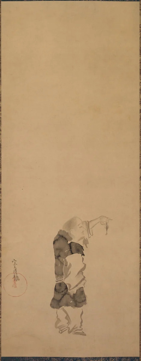 Kenshu, Monk with Shrimp by Tawaraya Sōtatsu (俵屋宗達), painting, 1600-1640