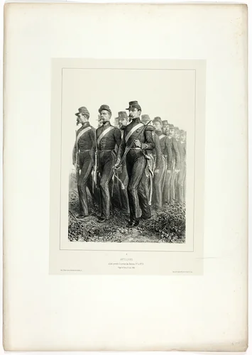 Artillery men, from Souvenirs d’Italie: Expédition de Rome by Denis Auguste Marie Raffet, print, 1858