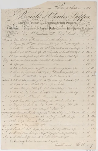 Trade Card for Charles Skipper, Letter Press and Lithographic Printer by anonymous, print, 1828