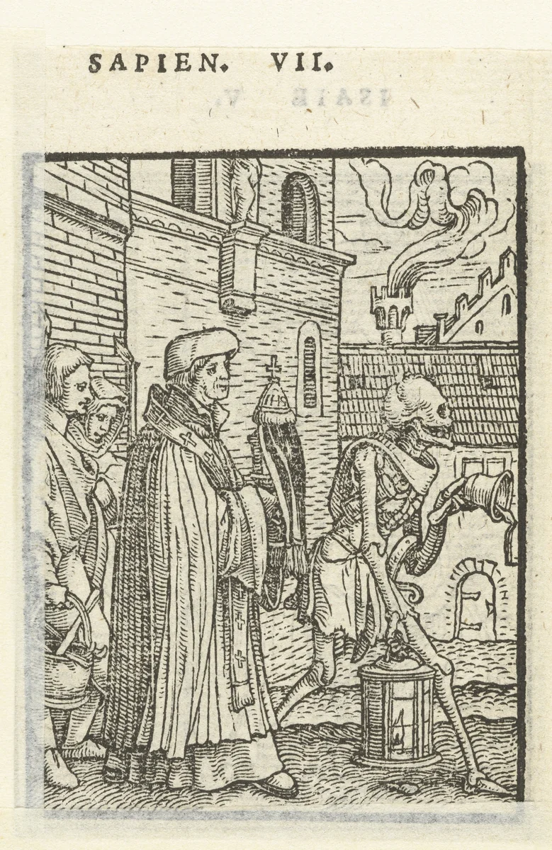 Priester en de Dood by Hans Holbein, print, 1524-1526