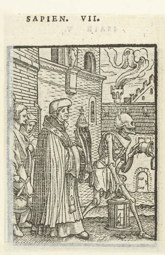 Priester en de Dood by Hans Holbein, print, 1524-1526