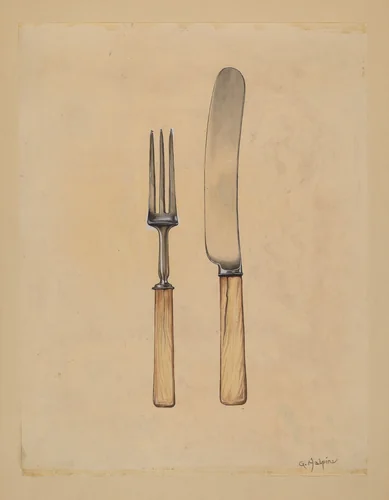Knife and Fork by Grace Halpin, index of american design, 1936