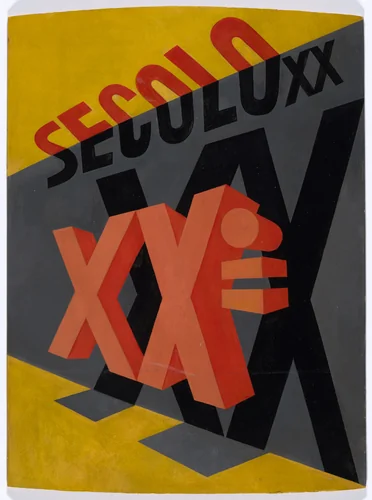 Maquette for cover of the journal Secolo XX (20th century) by Fortunato Depero, drawing, 1928