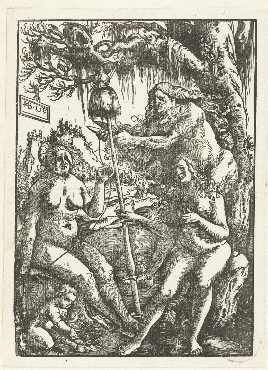 Drie schikgodinnen: Lachesis, Atropos en Clotho by Unknown, print, 1513