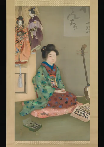 Female Chanter for Jōruri Puppet Theater by Arai Kōu, painting, 1912-1926