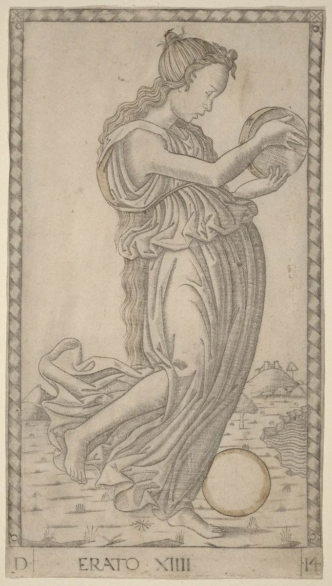 Erato by Master of the E-Series Tarocchi, print, 1465