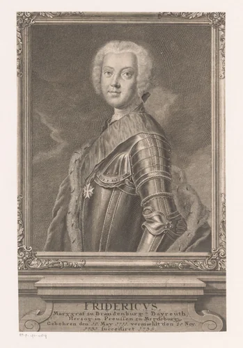 Portret van Friedrich III von Brandenburg-Bayreuth by Johann Wilhelm Windter, print, 1744