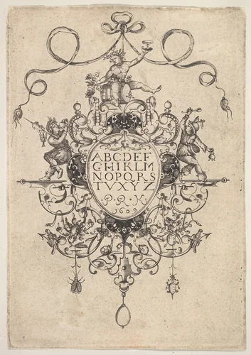 Design for a Pendant with the Alphabet by Master P.R.K, print, 1609