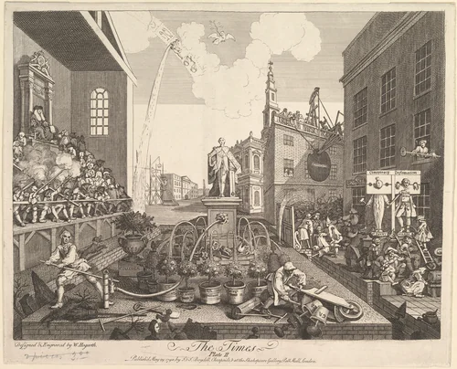 The Times, Plate 2 by William Hogarth, print, 1790