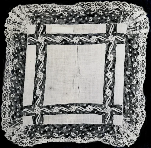 Handkerchief by Belgium, textile, 1875-1900