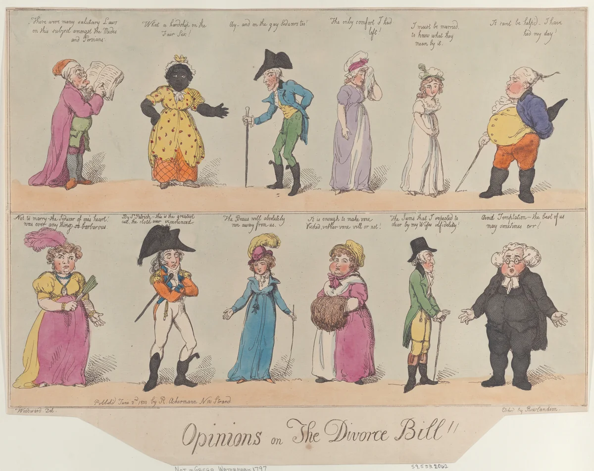 Opinions on The Divorce Bill!! by Thomas Rowlandson, print, 1800