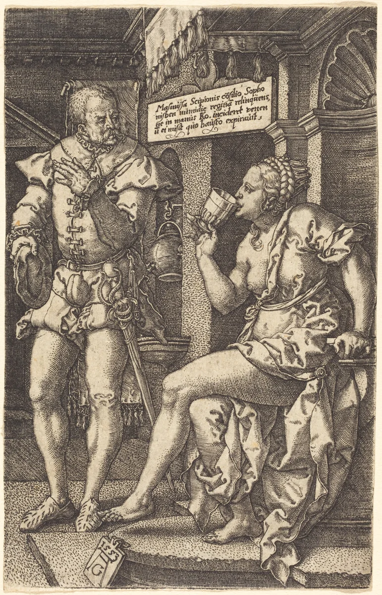 Sophonisba by Heinrich Aldegrever, print, 1553