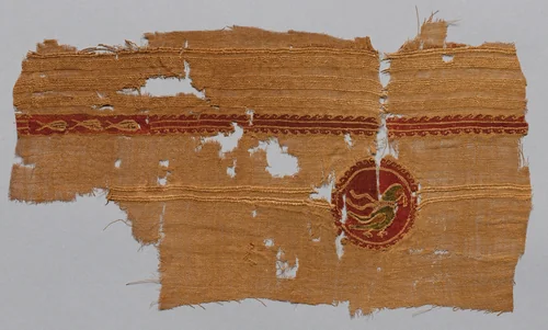 Fragment of Square Ornament with a Bird by Unknown, textile, 600-799