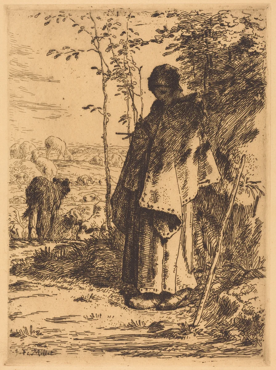 The Large Shepherdess (La grande bergere) by Jean-François Millet, print, 1862