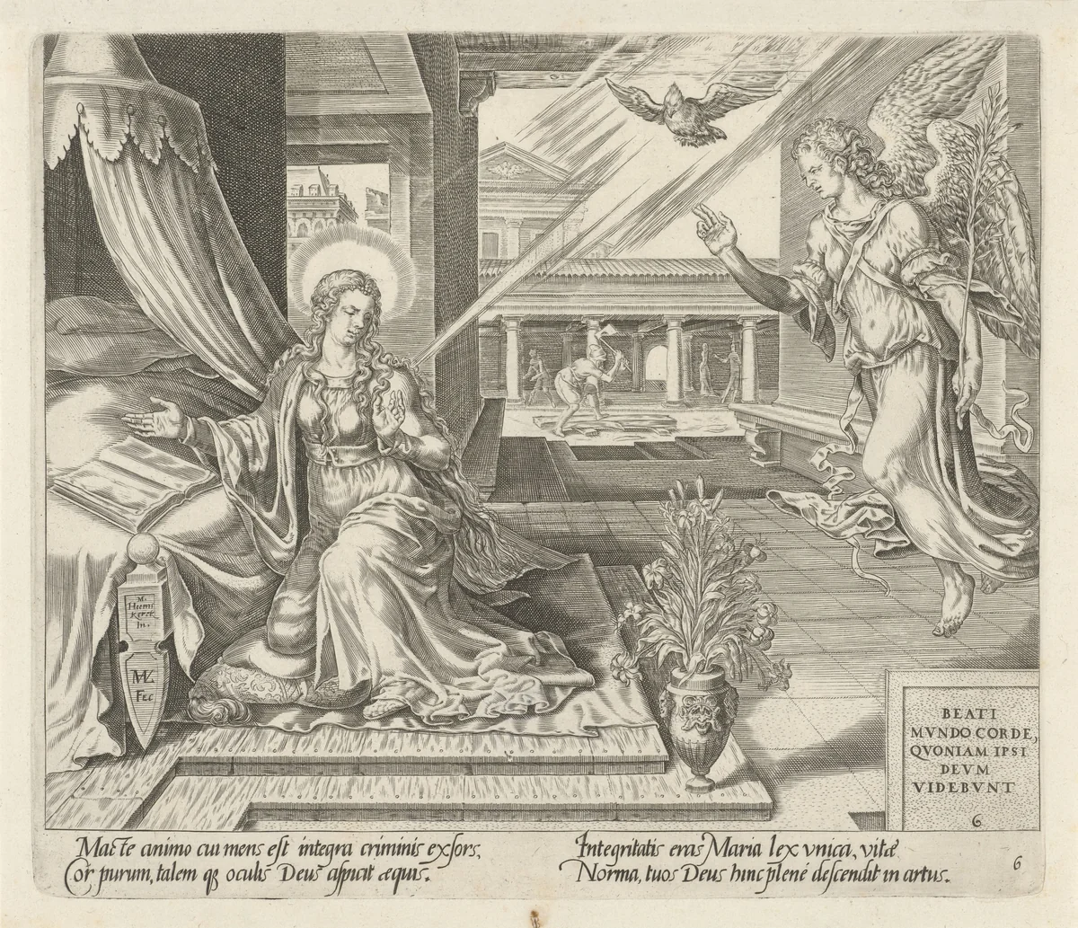 Annunciatie by Unknown, print, 1564-1568