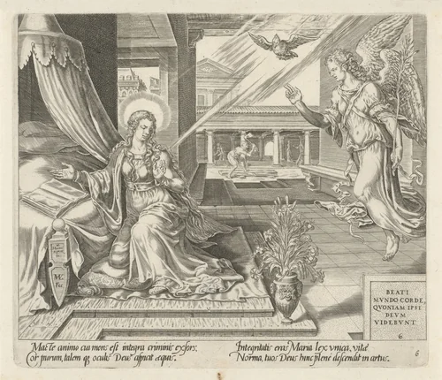 Annunciatie by Unknown, print, 1564-1568