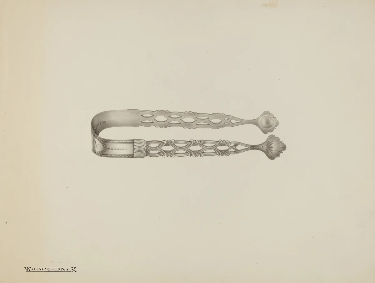 Silver Sugar Tongs by Kalamian Walton, index of american design, 1939