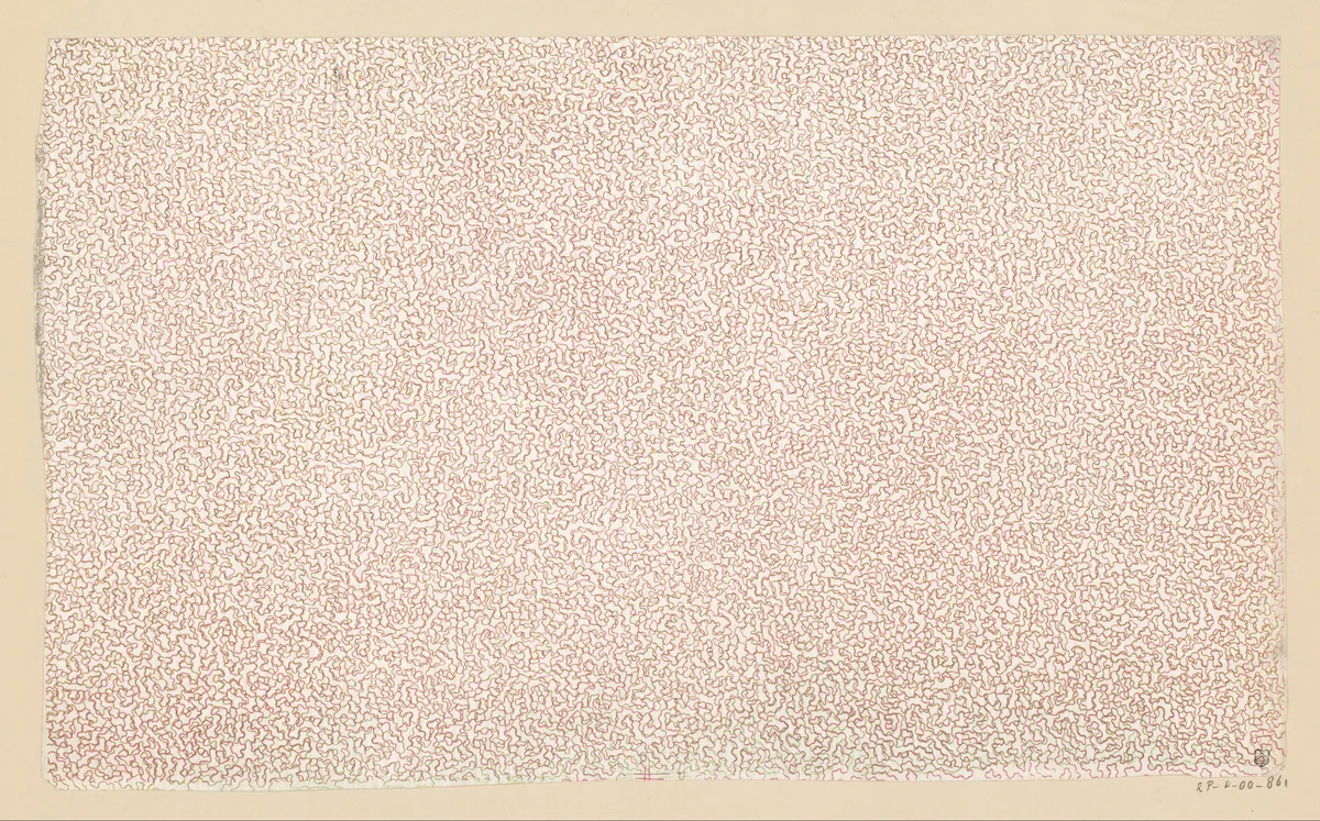 Blad met gegaufreerde verticale rechte banen van horizontale streepjes by anonymous, other, 1800-1900