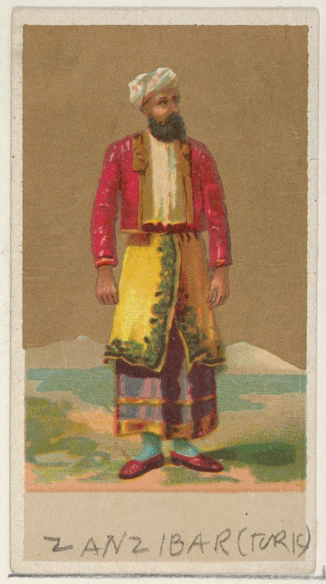 Zanzibar (Turk), from the Natives in Costume series (N16), Teofani Issue, for Allen & Ginter Cigarettes Brands by Allen & Ginter, print, 1886-1900