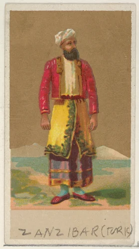 Zanzibar (Turk), from the Natives in Costume series (N16), Teofani Issue, for Allen & Ginter Cigarettes Brands by Allen & Ginter, print, 1886-1900