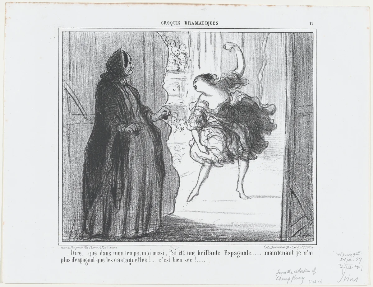 Dire que dans mon temps, moi aussi..., from Croquis Parisiens, published in Le Charivari, January 24, 1857 by Honoré Daumier, print, 1857