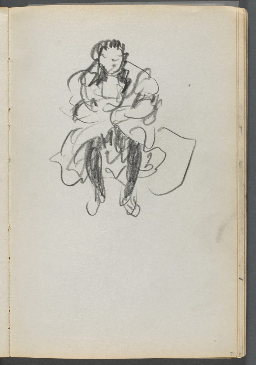 Sketchbook, The Dells, N° 127, page 071: Seated Figure by Maurice Prendergast, book, 1919-1921