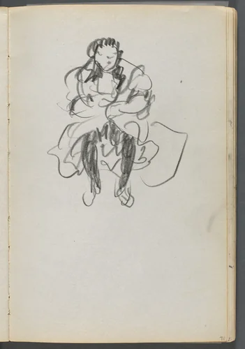 Sketchbook, The Dells, N° 127, page 071: Seated Figure by Maurice Prendergast, book, 1919-1921