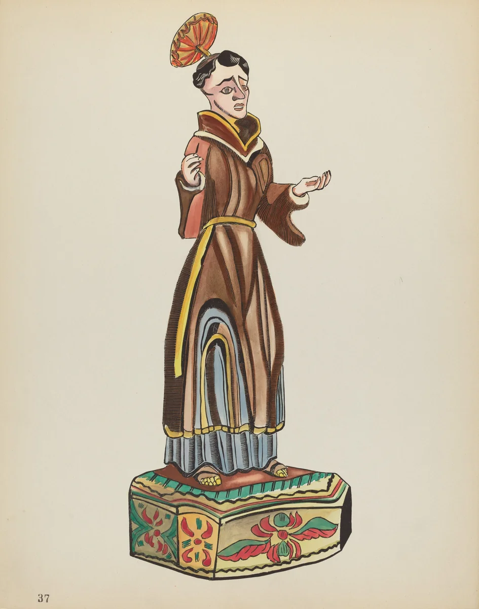 Plate 37: Saint Anthony: From Portfolio "Spanish Colonial Designs of New Mexico" by American 20th Century, index of american design, 1935-1942