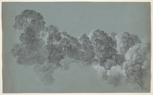 Forest Treetops Struck by Light by Heinrich Rieter, drawing, 1795-1805