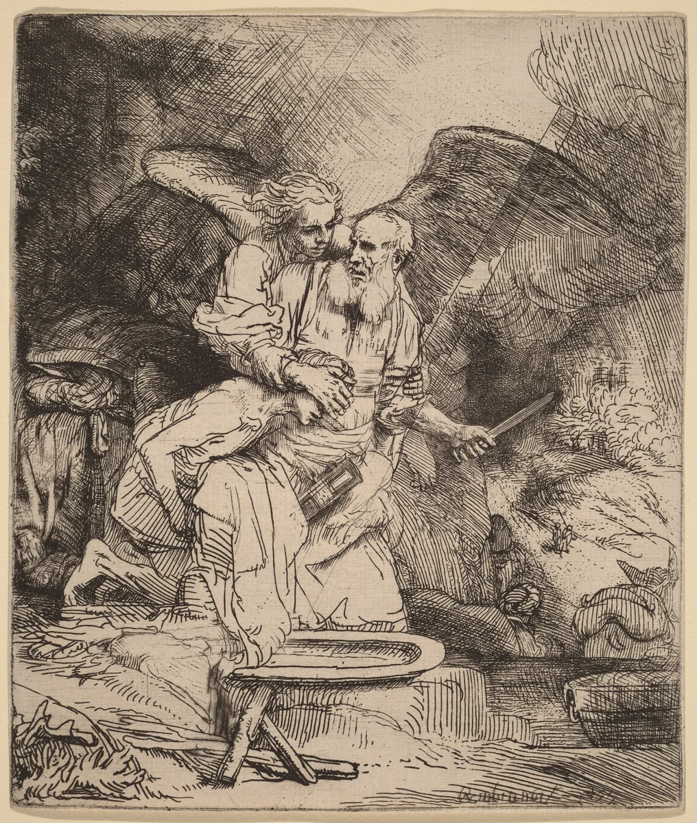 Abraham's Sacrifice by Rembrandt van Rijn, print, 1655