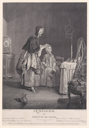 The Negligé or Morning Dressing by Jacques-Philippe Le Bas, print, 1741