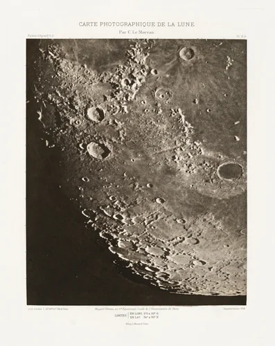 Carte photographique de la lune, planche X.A (Photographic Chart of the Moon, plate X.A) by Charles Le Morvan, photograph, 1906-1914