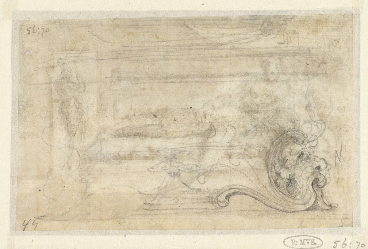 Ontwerp voor voet van een sarcofaag by Unknown, drawing, 1511-1547