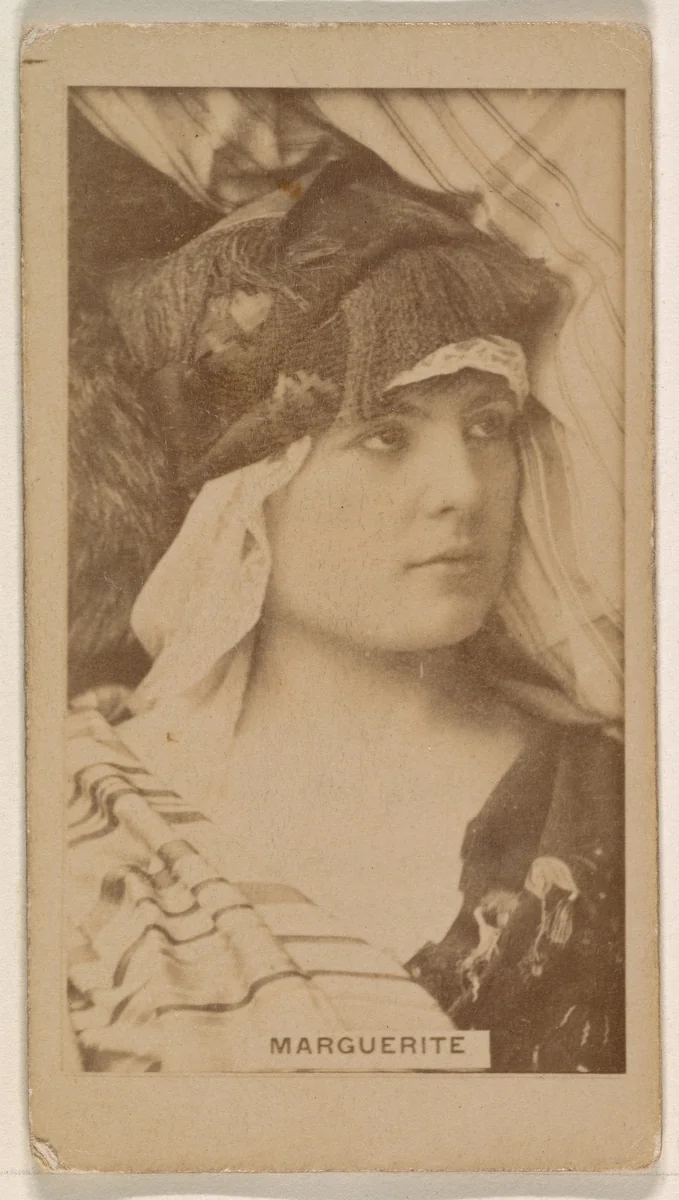 Miss Marguerite, from the Actresses series (N245) issued by Kinney Brothers to promote Sweet Caporal Cigarettes by Kinney Brothers Tobacco Company, photograph, 1890