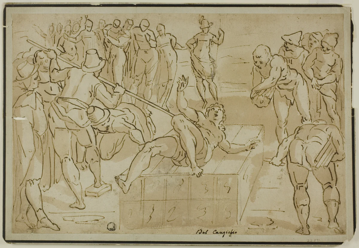 Martyrdom of Saint Lawrence by Luca Cambiaso, drawing, 1575-1585