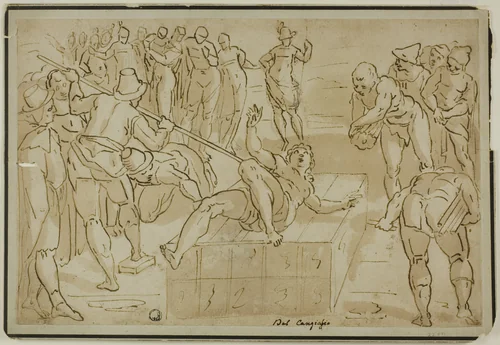 Martyrdom of Saint Lawrence by Luca Cambiaso, drawing, 1575-1585