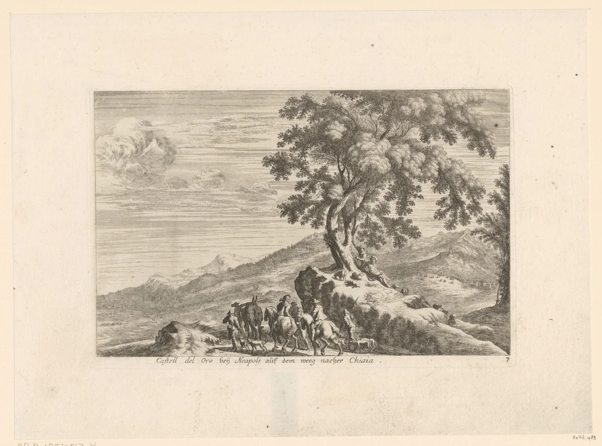 Gezicht op regio tussen Castel dell'Ovo en Napels by Melchior Küsel, print, 1670-1719