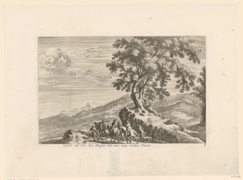 Gezicht op regio tussen Castel dell'Ovo en Napels by Melchior Küsel, print, 1670-1719