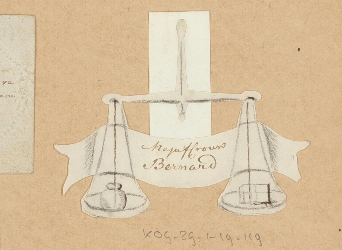 Bruiloftskaart voor 'Mejuffrouw Bernard' by anonymous, drawing, 1790-1799