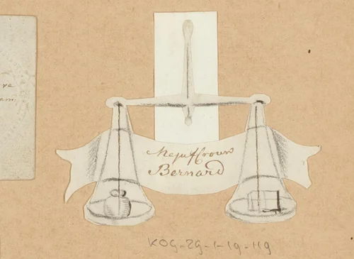 Bruiloftskaart voor 'Mejuffrouw Bernard' by anonymous, drawing, 1790-1799
