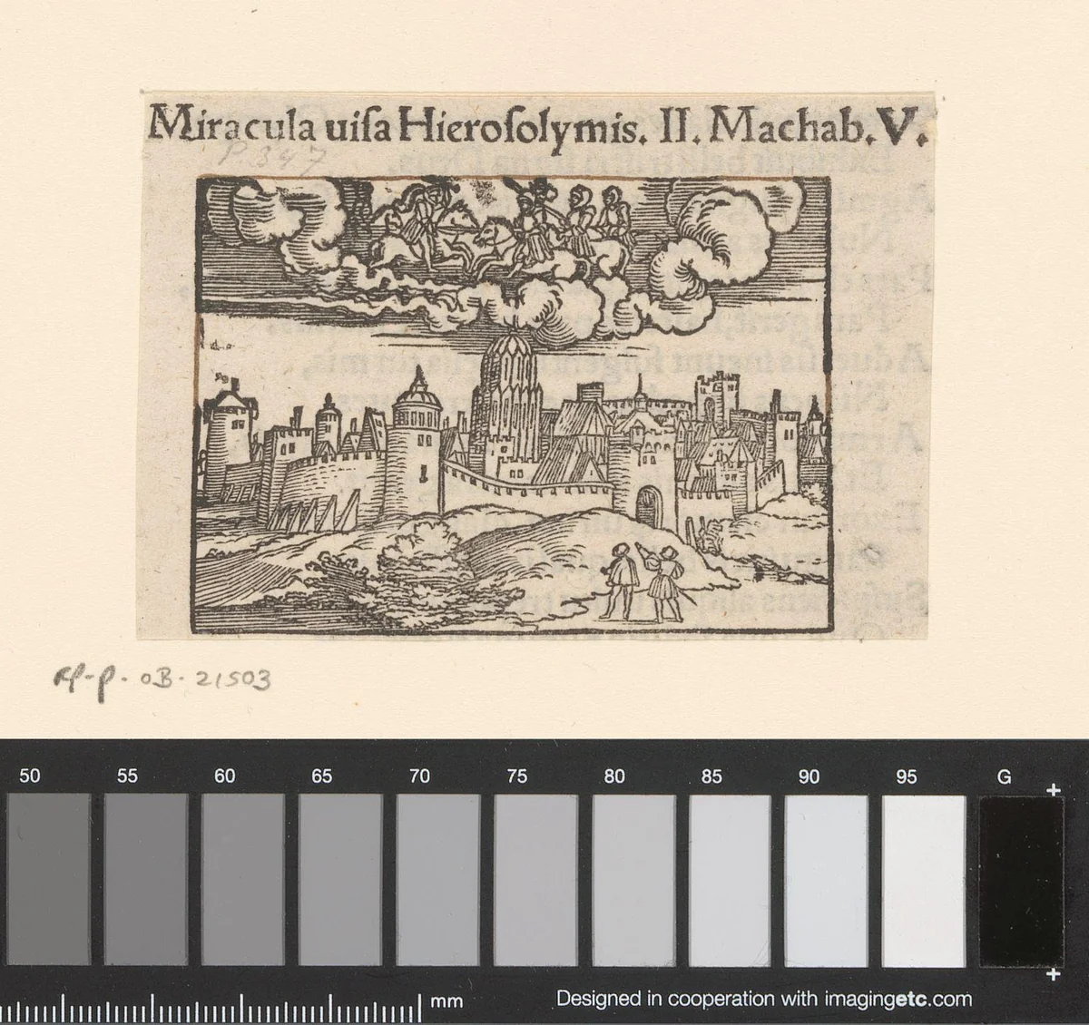 Verschijning van ruiters boven Jeruzalem by anonymous, print, 1530-1533