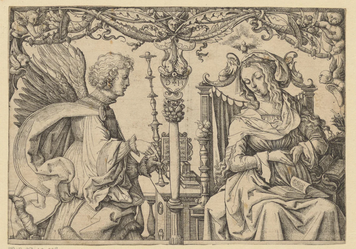 Annunciatie by Unknown, print, 1480-1536
