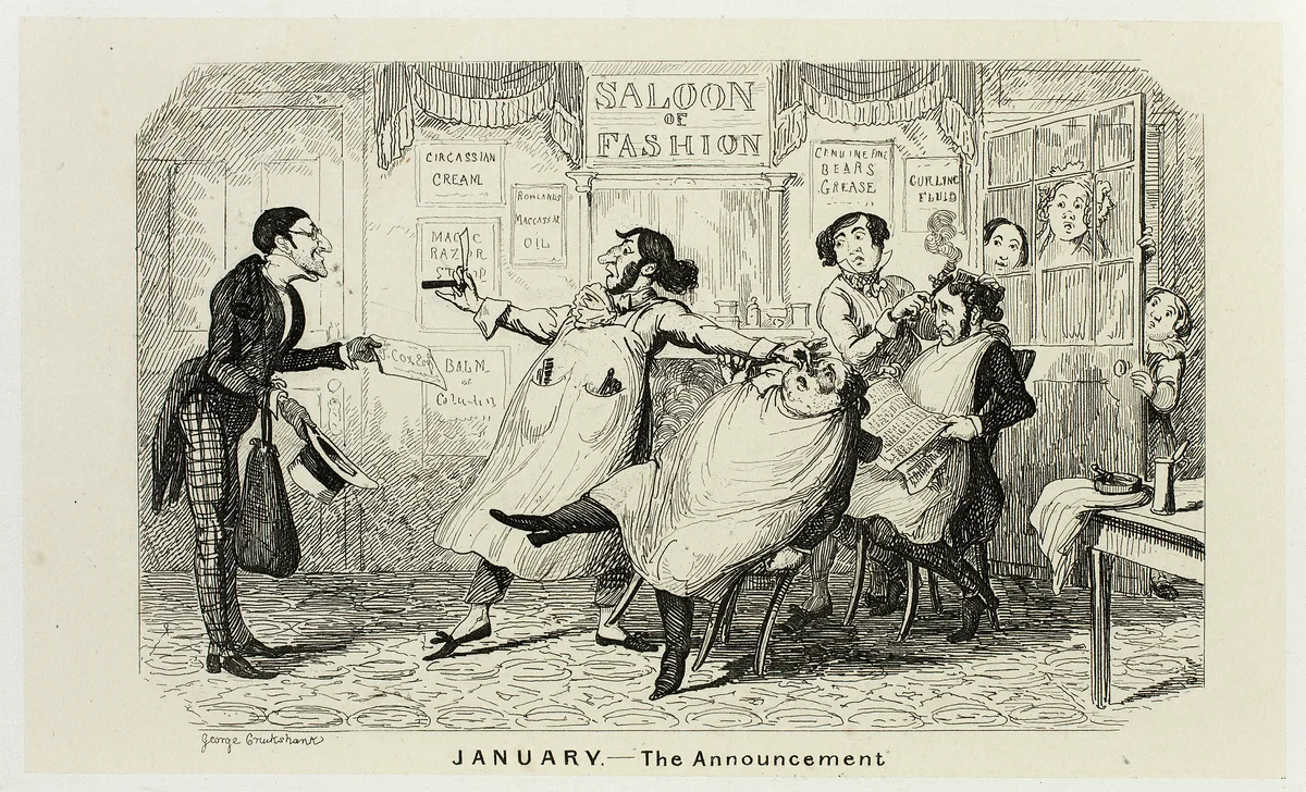 January - The Announcement from George Cruikshank's Steel Etchings to The Comic Almanacks: 1835-1853 by George Cruikshank, print, 1840