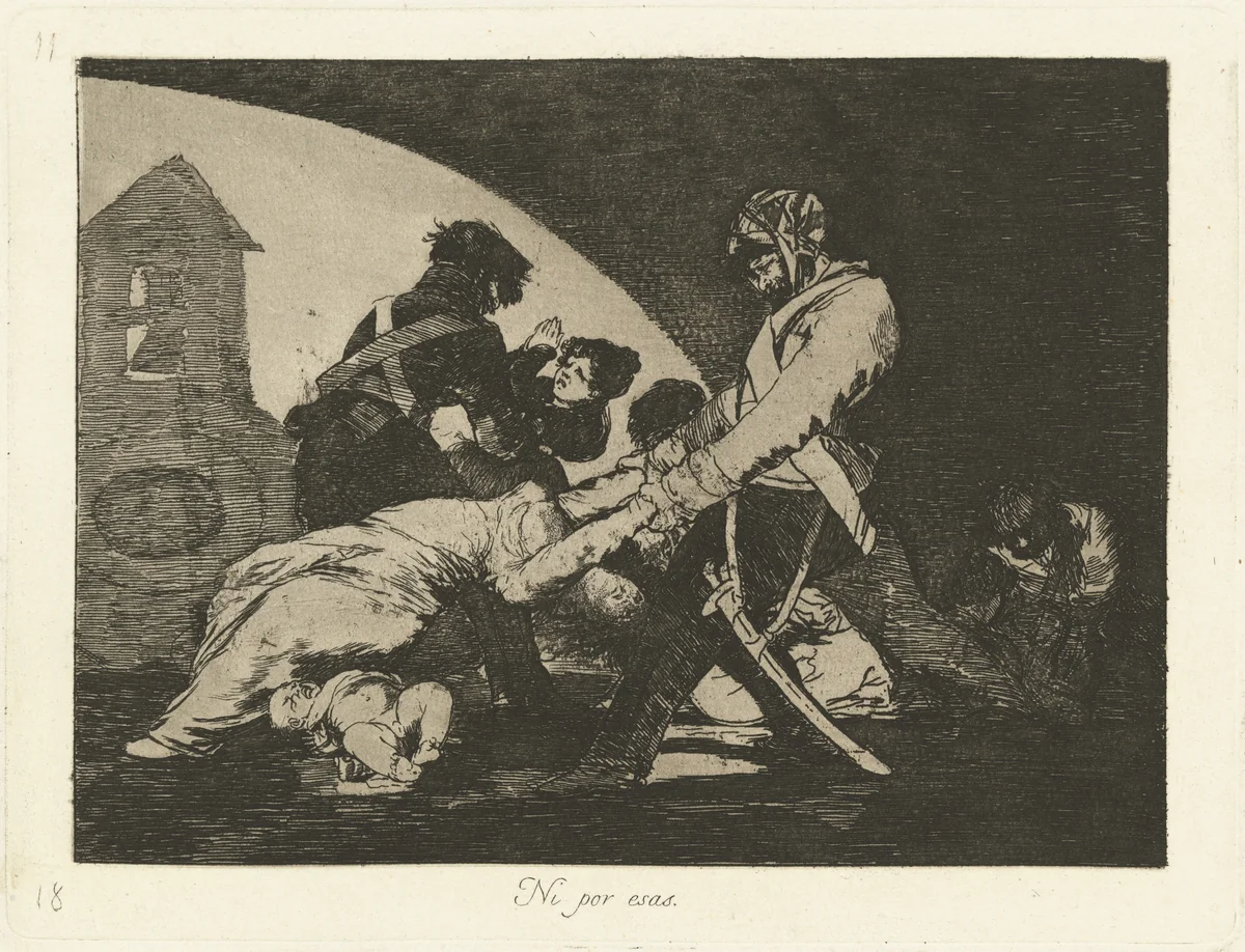 Ni por esas (Neither Do These) by Francisco Goya, print, 1863
