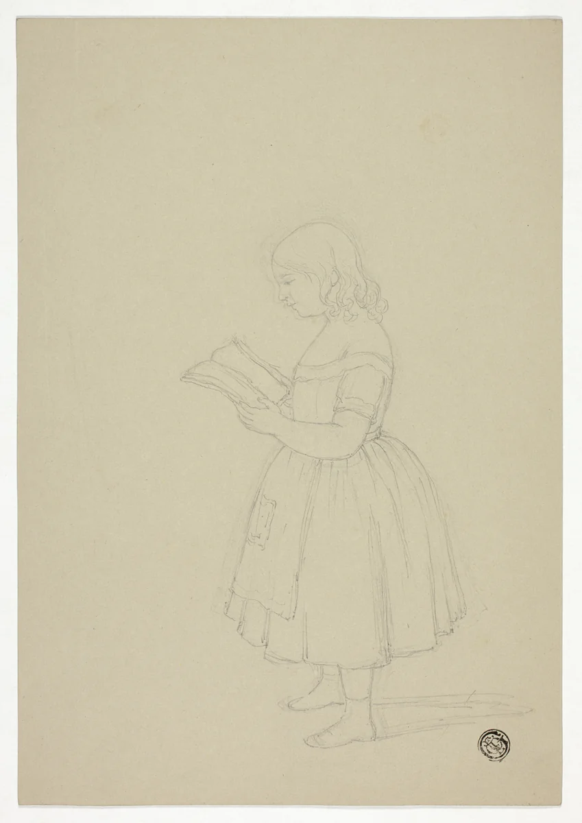 Young Girl Reading by Elizabeth Murray, drawing, 1835-1882