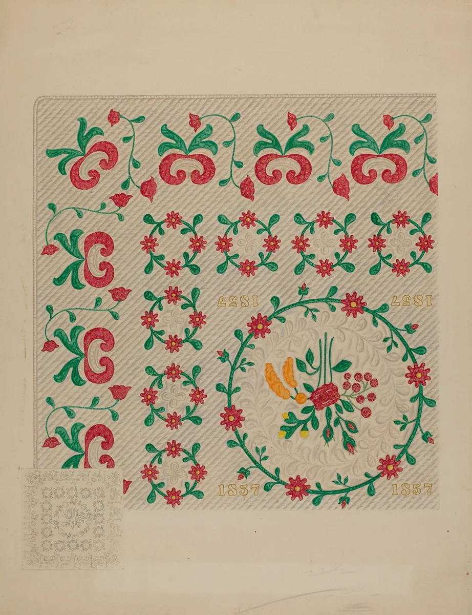 Dated Quilt by Therkel Anderson, index of american design, 1938