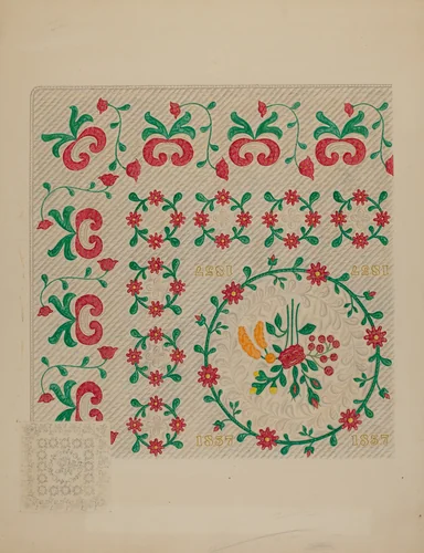 Dated Quilt by Therkel Anderson, index of american design, 1938