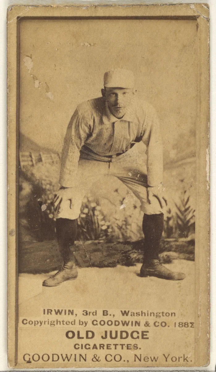 John Irwin, 3rd Base, Washington Nationals, from the Old Judge series (N172) for Old Judge Cigarettes by Goodwin & Company, photograph, 1887