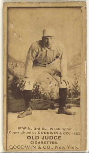 John Irwin, 3rd Base, Washington Nationals, from the Old Judge series (N172) for Old Judge Cigarettes by Goodwin & Company, photograph, 1887